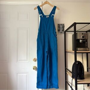 BACK BEAT CO. blue denim canvas straight leg cropped overalls jumpsuit
